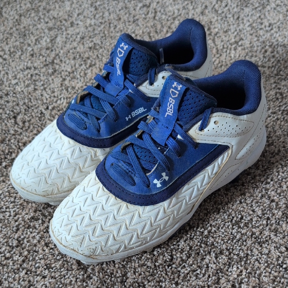Under Armour Kids Navy and White Sneakers